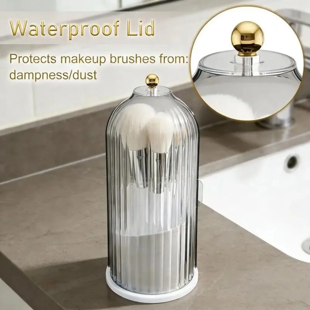 Dust-Proof Rotating Storage Boxes Transparent Lid Design Free Rotation Multi-Compartment Large Toothbrushes Storage Container