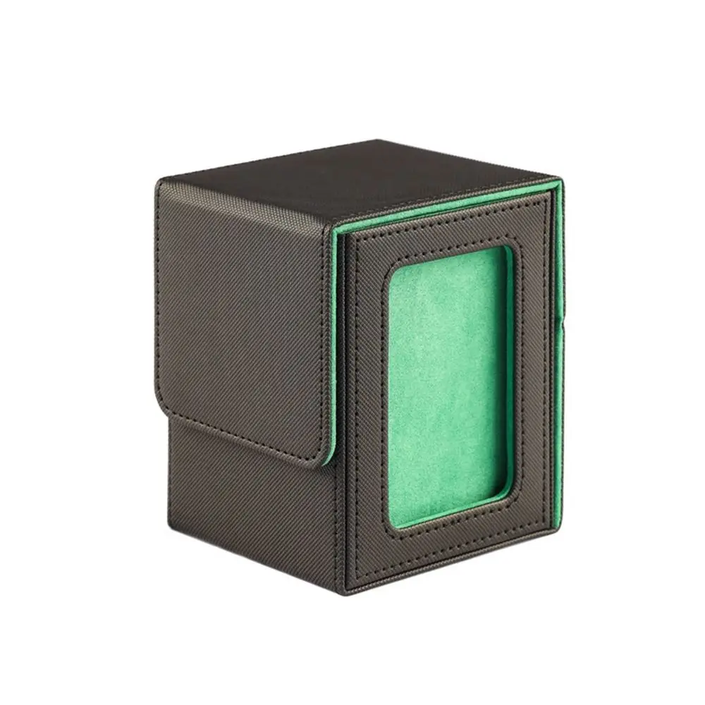 Modische PU-Leder Kartenbox mit Fenster, Flanell-Sammelbox für MTG-Sammelkarten und Trading Cards