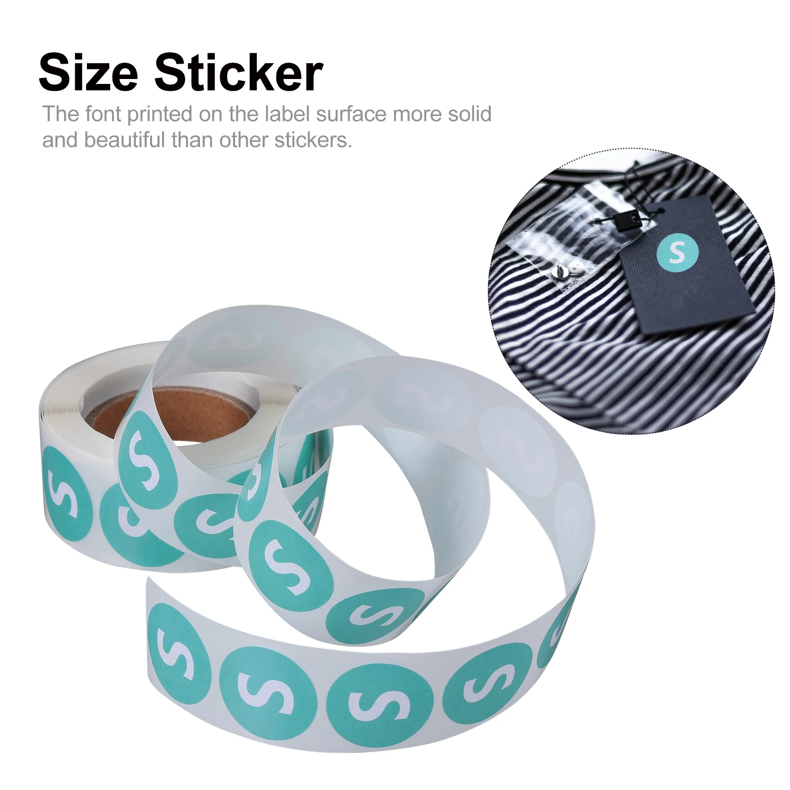 

2 Roll Size Sticker Clothing Round Self-Adhesive Retail Apparel Stickers Tags Label Dresser Small