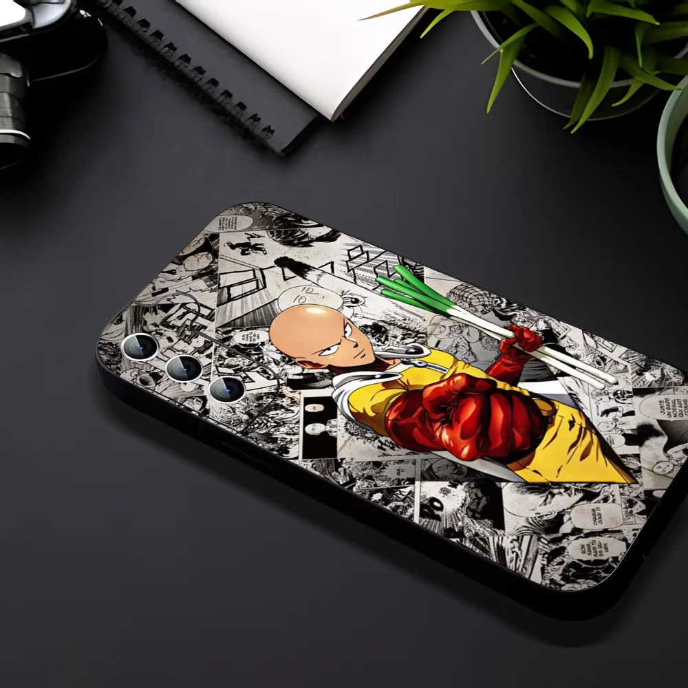 One P-Punch Man Saitama Phone Case For Samsung Galaxy A52 A12 A51 S21 Edge S22ULTRA S23 S24 S20LITE Plus Ultra Black Cover