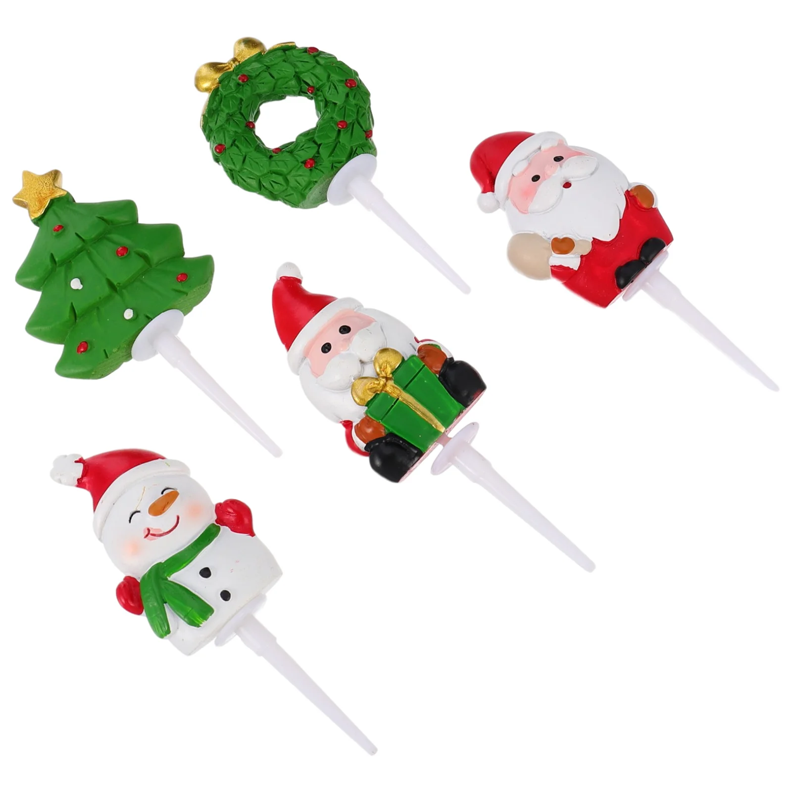 

5pcs Resin Old Man Snowman Tree Topper Christmas Theme Festival Decor Xmas Cake Inserts Party Supplies Resin Cake Ornament