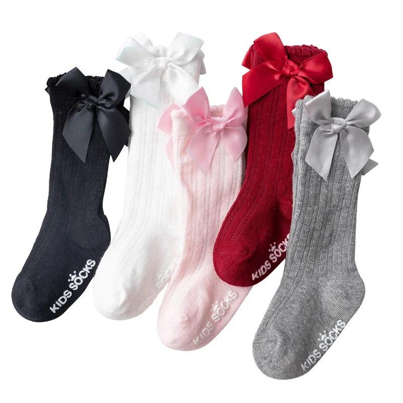 White Mesh Baby Socks with Bows Non-Slip Comfort for Newborns — view 2