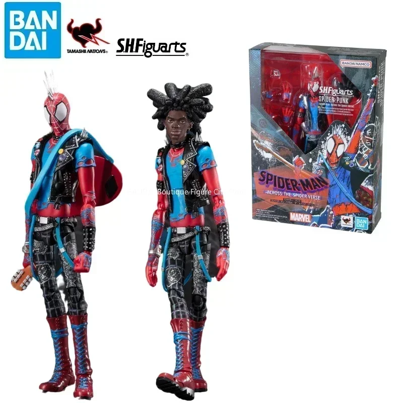 Baru dalam stok asli Bandai SHF seri Amerika Spider Punk (Spider-Man: di seluruh semesta) Model boneka dapat digerakkan koleksi hadiah