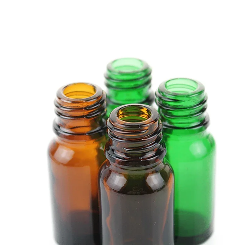 10pcs/30pcs/50pcs 10ml Empty Amber Green Glass Nasal Spray Bottle Atomizer with Black Leakproof Nasal Sprayer Top