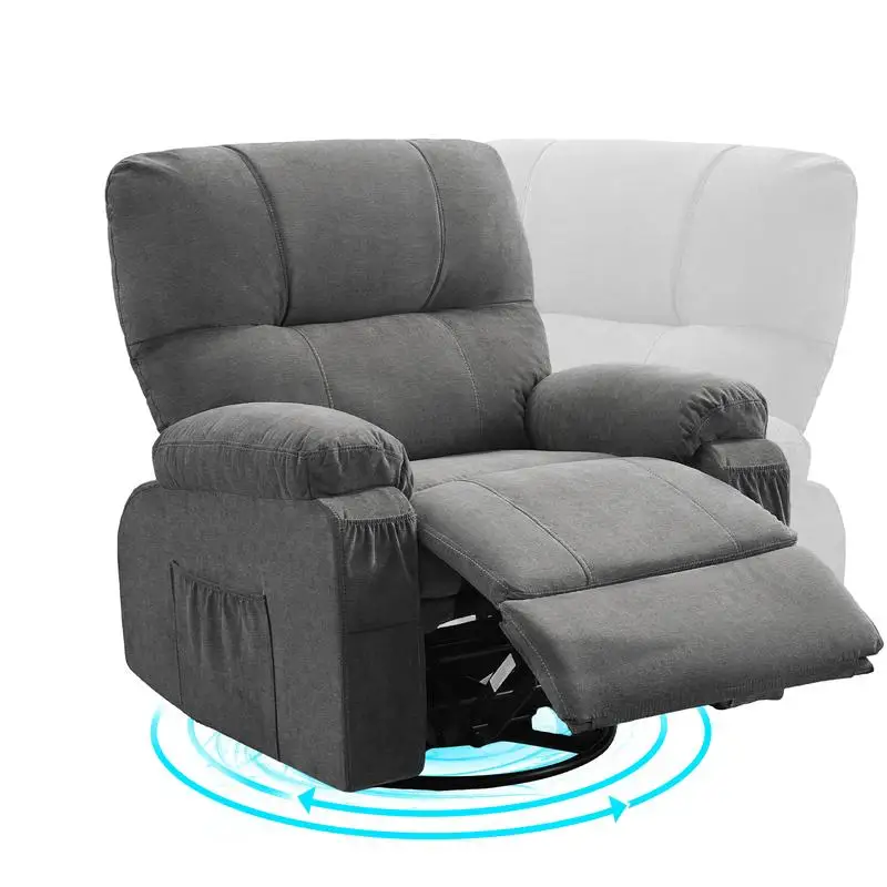 360 °   Drehbarer Schaukel-Liegestuhl, weiches Kissen und Rückenlehne, bequemer Sessel für Wohnzimmer-Lounge, Grau