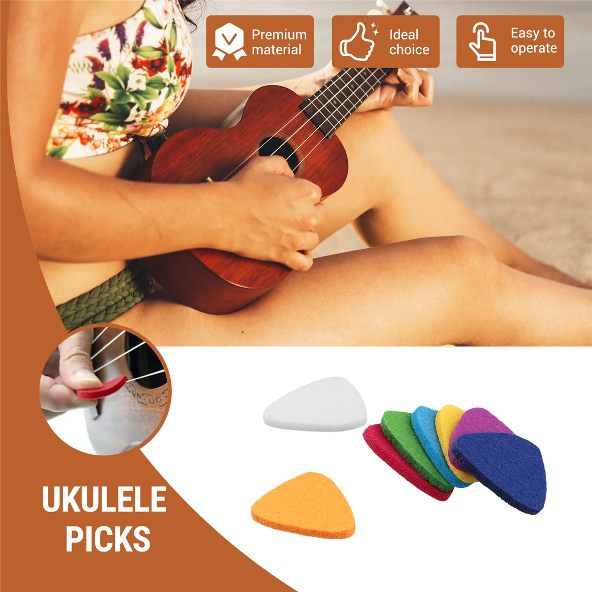 Neue Ukulele-Picks, Filz-Picks/Plektren für Ukulele und Gitarre, 8 Stück Gitarren-Picks, mehrfarbig