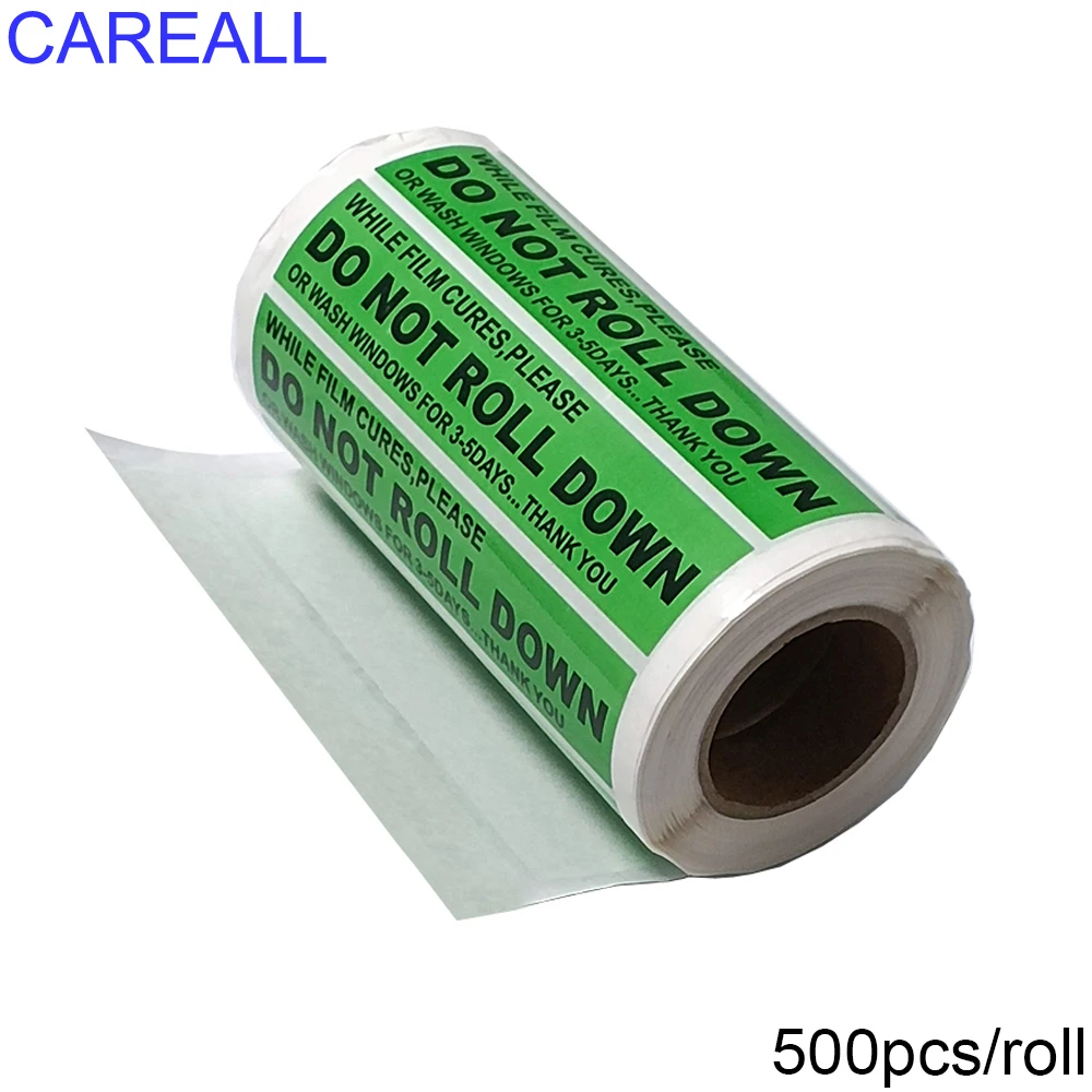 

CAREALL 500PCS/Roll Car Sticker DO NOT ROLL DOWN Labels Tape Caution Decals Reminder Mark Window Glass Warning Signs 4*1 Inches