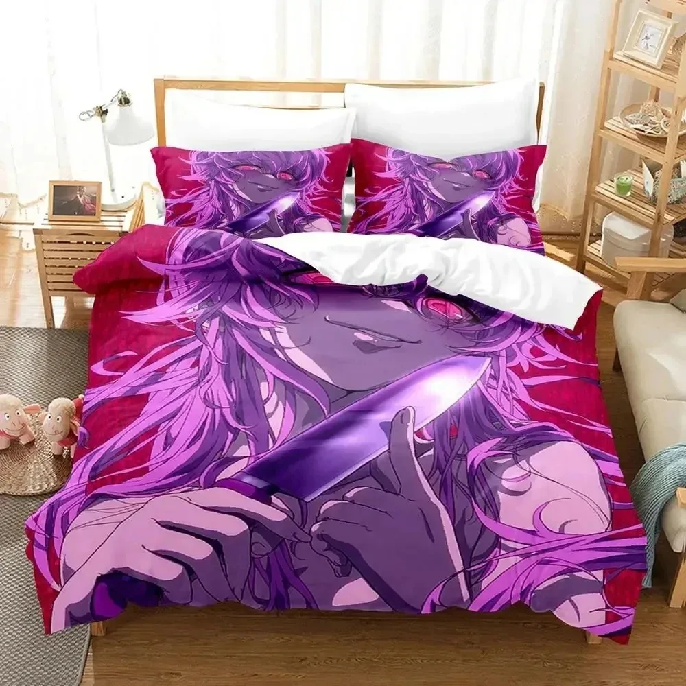 Anime Future Diary Yuno Gasai Bedding Set Boys Girls Twin Queen Size Duvet Cover Pillowcase Bed Kids Adult Home Textileextile