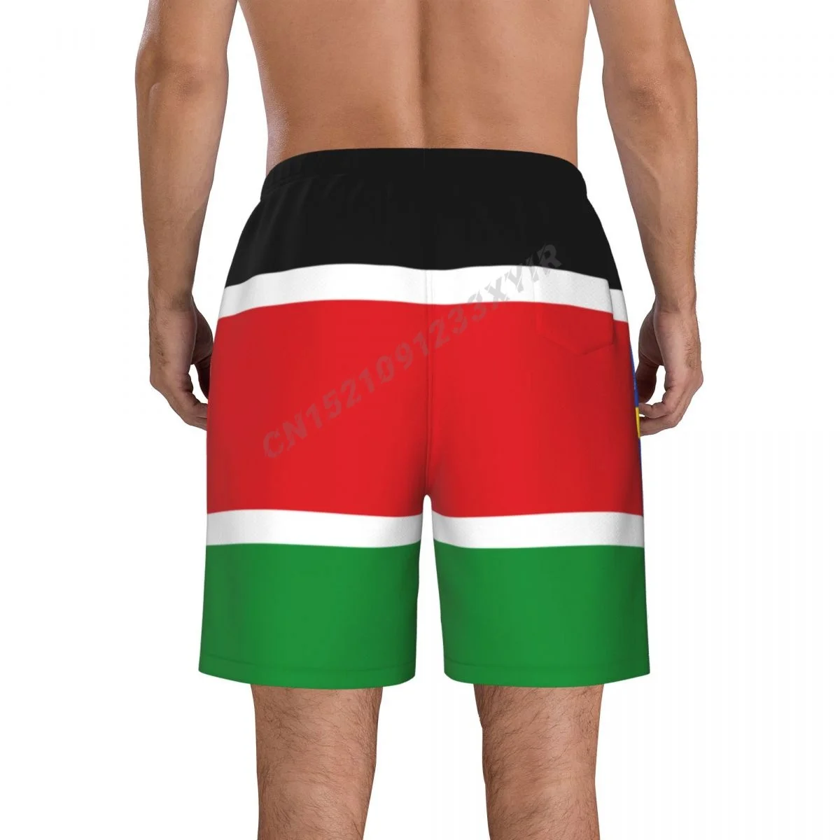 Summer Men's South Sudan Flag Beach Pants Shorts Surfing M-2XL Polyester Swimwear Running