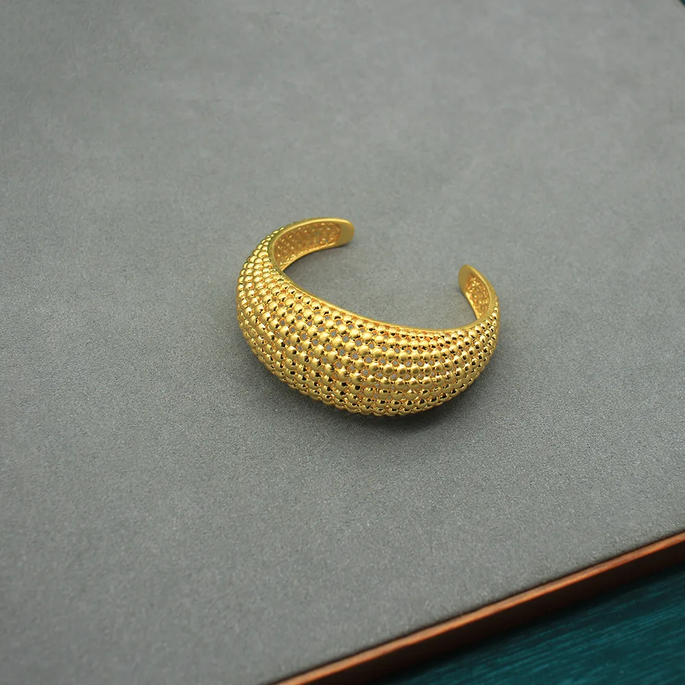 Vintage Copper Plated 18K Real Gold Bracelet Color-preserving Simple Stackable Jewelry Accessory Birthday Gifts for Women