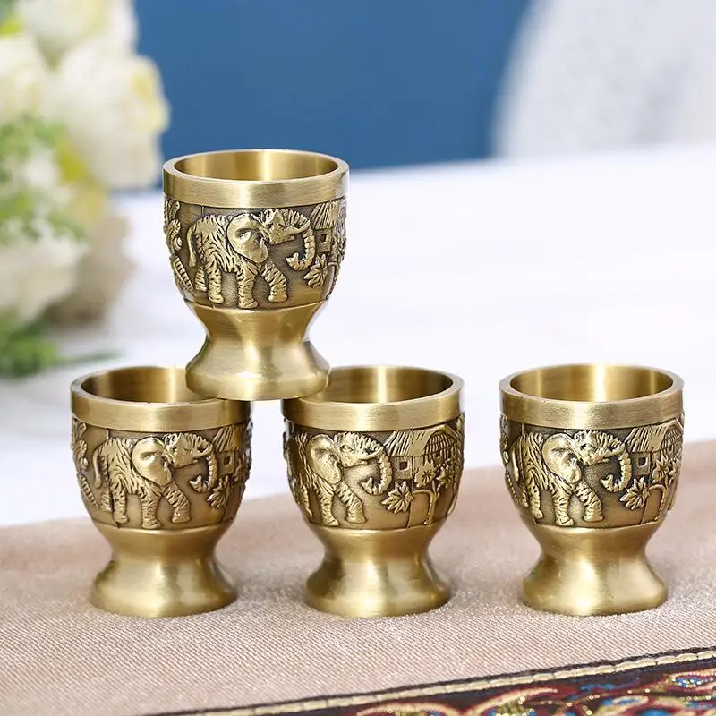 1 шт., винтажные бокалы для выстрела, латунные бокалы для дегустации вина, бронзовые бокалы для выстрела, бронзовые мини-чашки для виски
