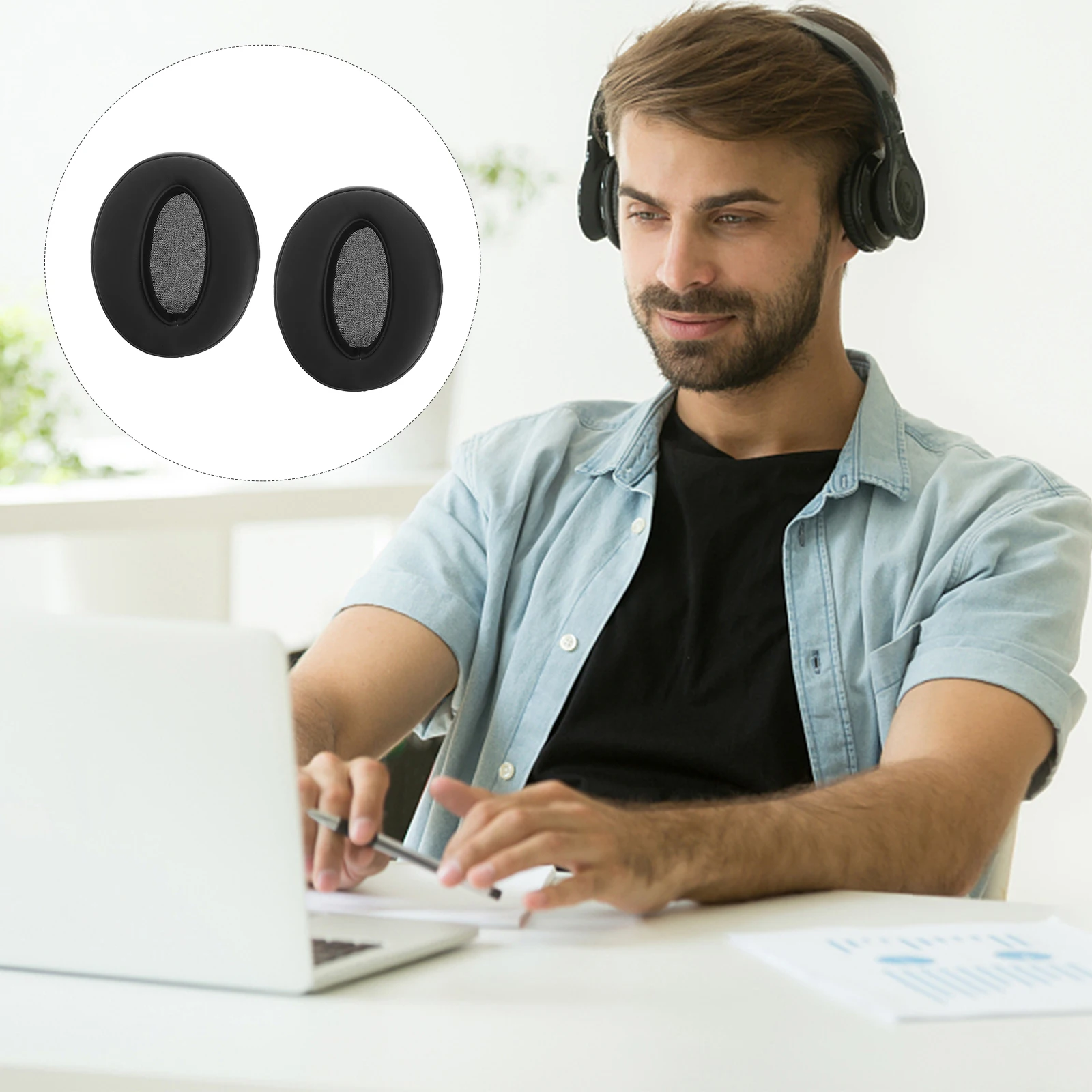 

2pcs Headphone Cushion Replacement Earpads For .50 Soft Protein Cover Headset Pad Lightweight Replacement Ear