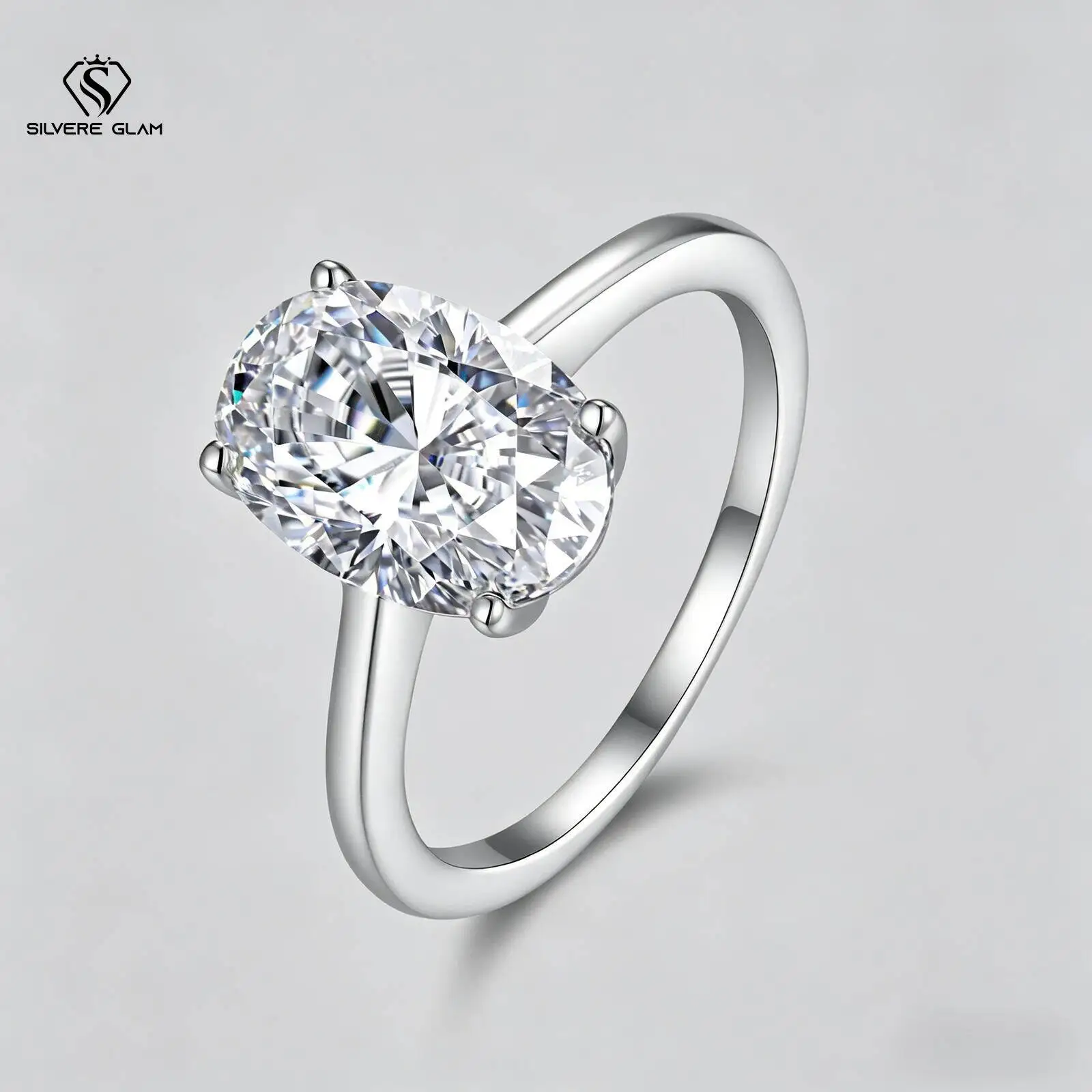 

SG 1-3CT S925 Sterling Silver Ring Classic D Color Oval Pigeon Egg Moissanite For Women Pt950 Platinum Plated Rings