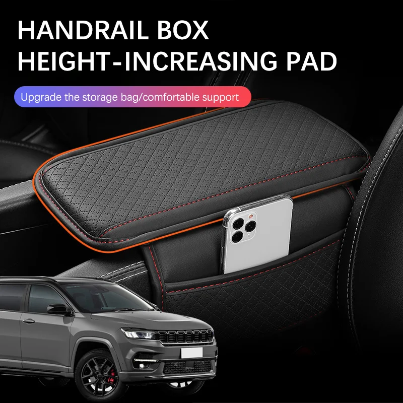 

Car Arm Rest Cushion Center Console Protection Cover Auto Armrest Box Pad Storage Pocket For jeep Commander