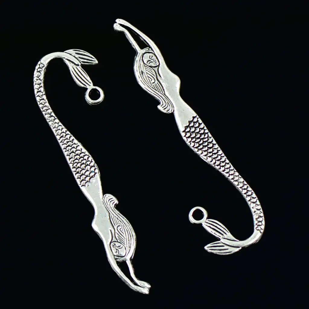 Marcapáginas de sirena ondulada única con abalorios, artesanía DIY, 10 unidades por paquete