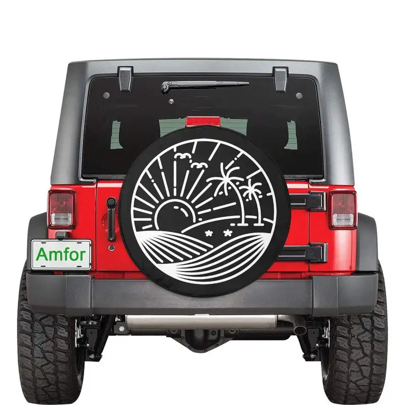 

Крышка для шины Jeep, крышка запасного колеса, крышка для окуня солнца, пальмовых деревьев, уникальный дизайн на заказ, задняя шина, авантюрный подарок для любителей джипа