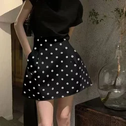Lucyever koreanischen Stil geschwollenen Minirock Frauen Mode hohe Taille Punkt druck A-Linie Röcke elegante wilde Büro Dame kurzen Rock