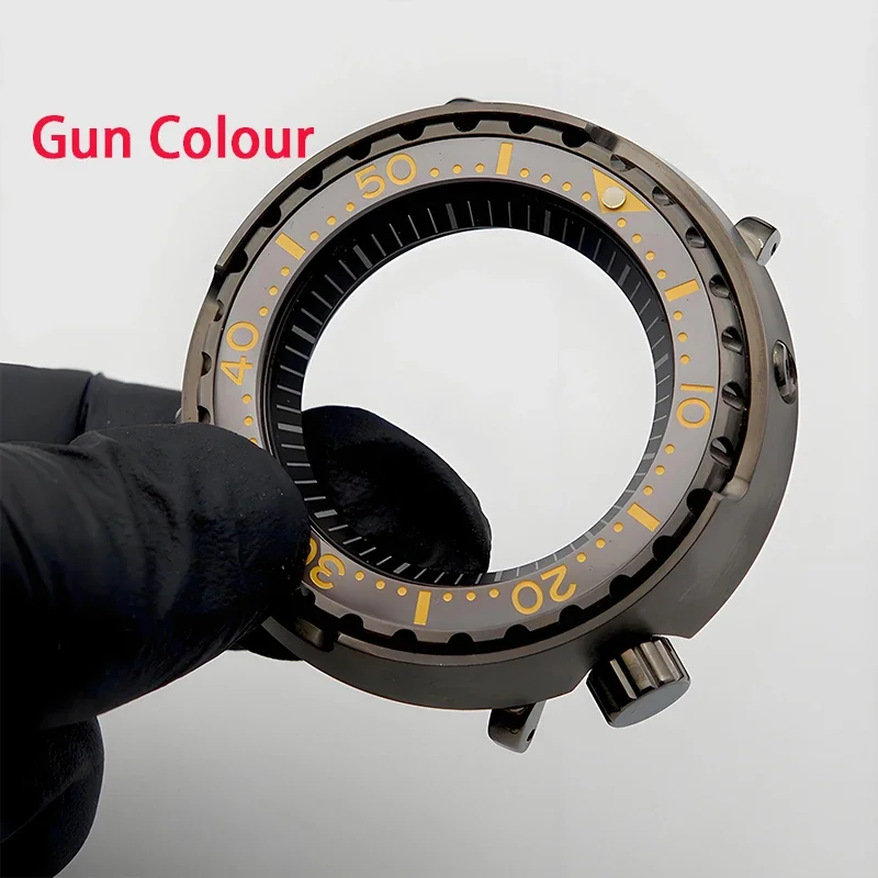Hot Selling Gun Gray Scallop Canned Watch Case Stainless Steel Diver Watch Shell Fit NH34 NH35 NH36 Movement