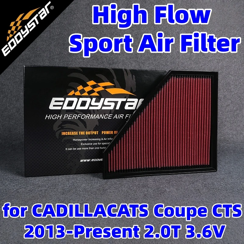 High Flow Sport Air Filter for CADILLAC	ATS Coupe CTS 2013-Present 2.0T 3.6V Washable Racing Intake Filters