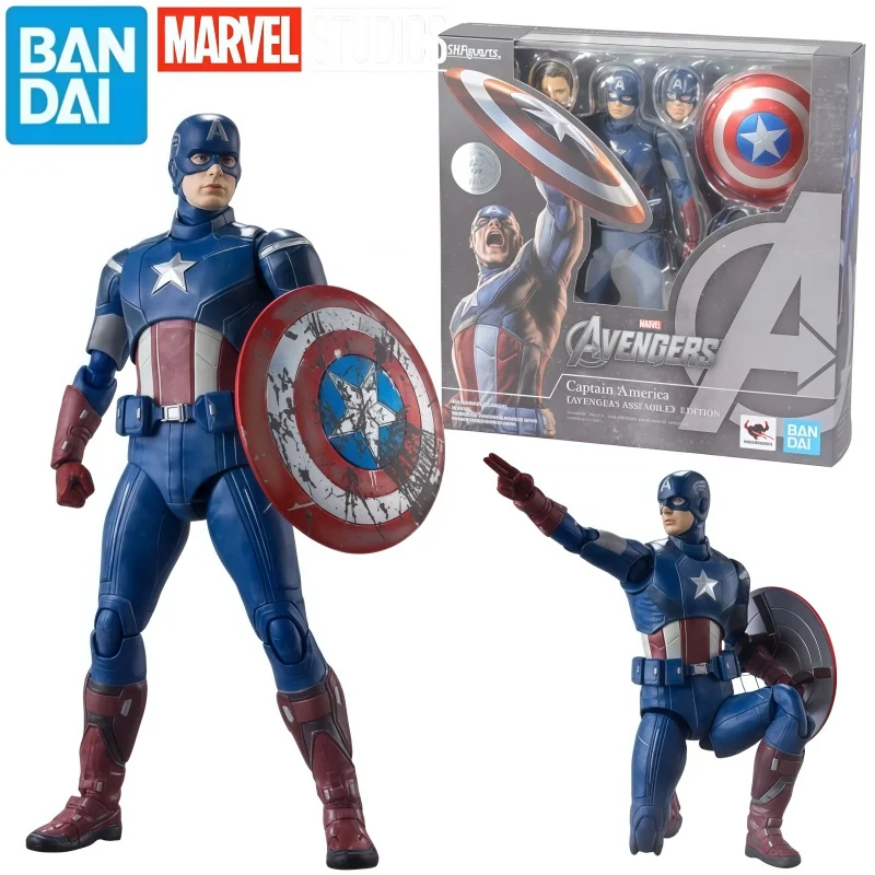 Figurka Akcji Bandai SHF Marvel Movies Captain America Battle Damage Oryginalne Opakowanie Model Kolekcjonerski Zabawki Prezent Dostępna od Ręki