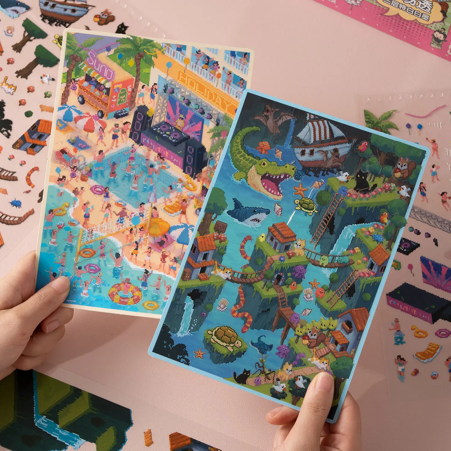 JCAC 20pcs/bag Miniature Scenery Sticker Book: Chinese Mythology-Themed Creative Scenes—Pastime and Gift Idea—Scene Sticker Book