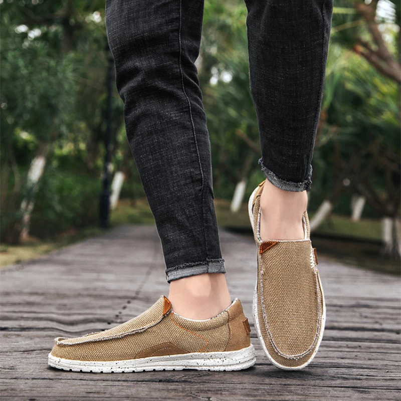 2025 Breathable Sneakers Men Canvas Shoes Slip On Loafers Men Comfty Casual Shoes Lightweight Flats Men Walking