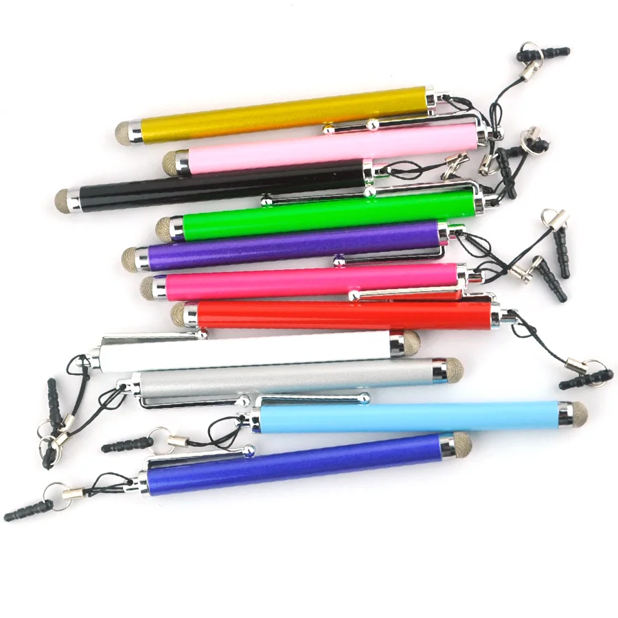 100Pcs/Lot Free Custom Logo Mesh Fiber Universal Capacitive Stylus Touch Screen Pen For iPhone iPad Mini Huawei Samsung Tablet