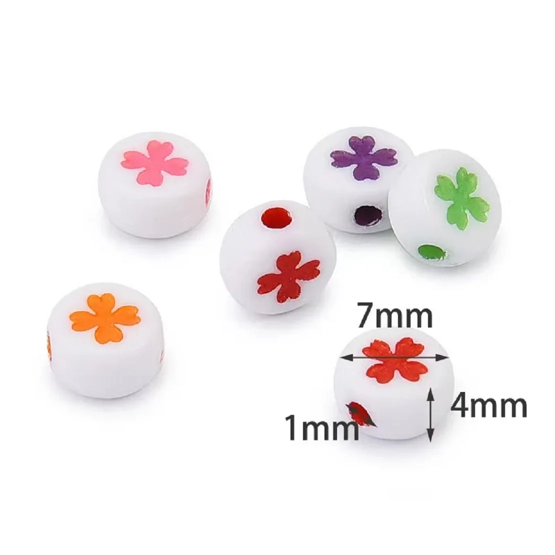 100-500pcs Multi-colour Four Leaf Clover Pattern Bead Acrylic Spacer Beead With Hole For Jewelry Making DIY Bracelet Accessories
