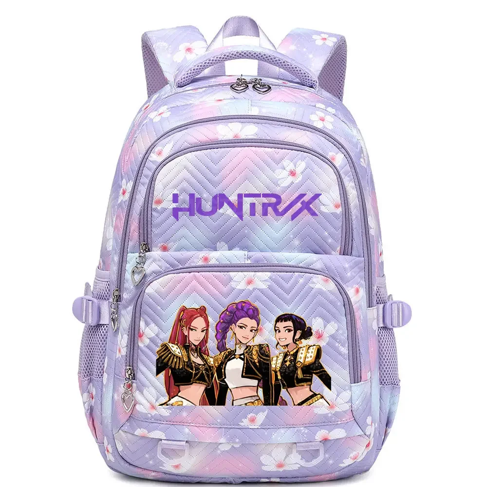 

KPop Demon Hunters Backpack Rumi Mira Zoey HUNTR/X Saja Boys Print Cartoon School Bag Large Capacity Student Travel Backpacks