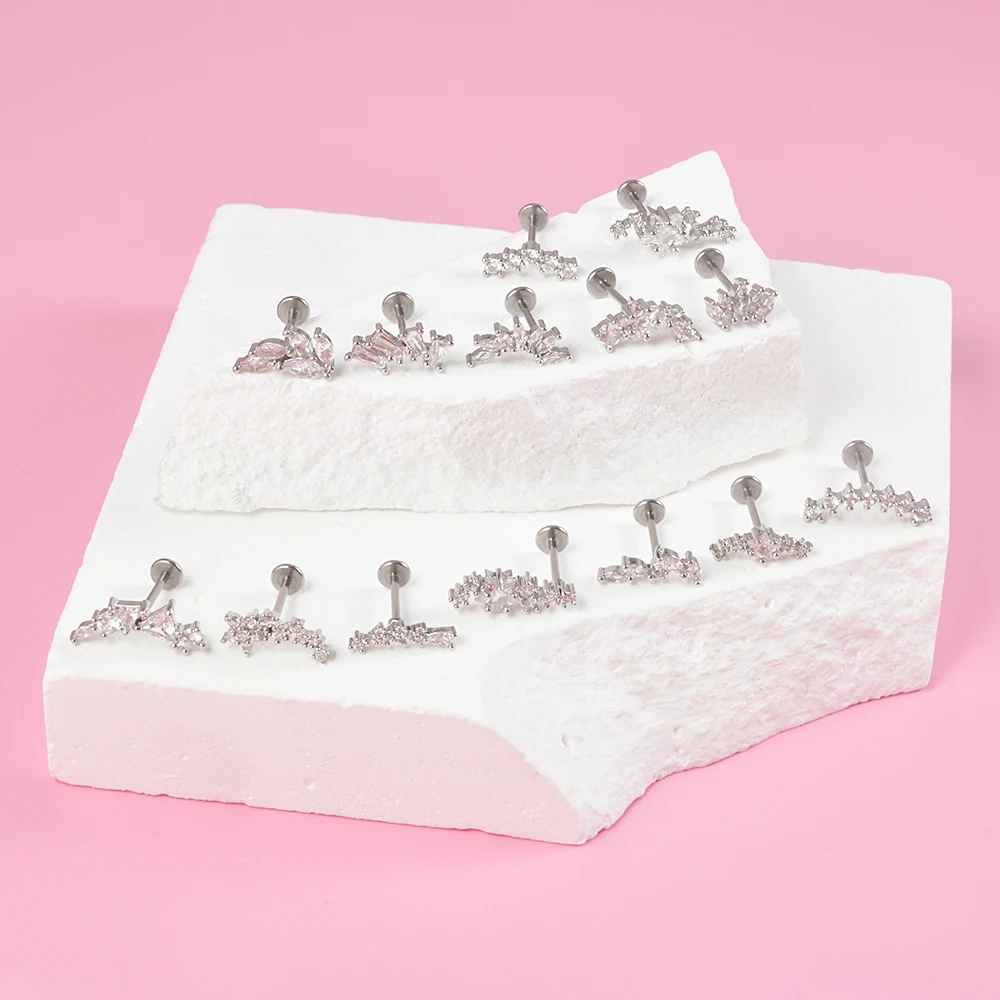 Surgical Steel Marquise CZ Leaf Shaped Stud Earring