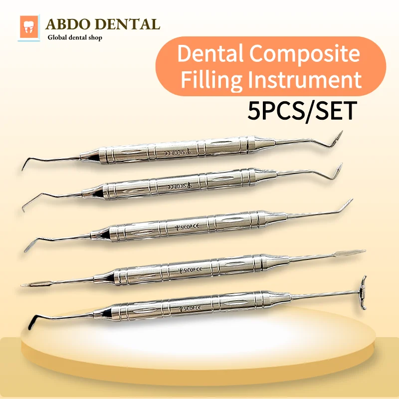 

Autoclavable Dental Resin Filling Tools Set Imported Stainless Steel High Temperature Sterilizable Composite Filling Instruments