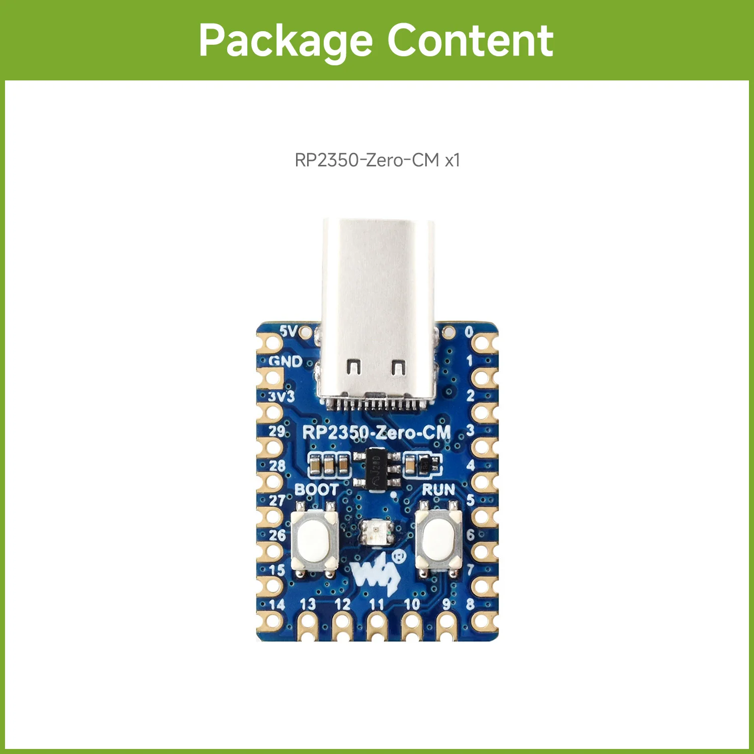 Waveshare RP2350-Zero-CM Mini Development Board, Dual-core And Dual-architecture, Onboard Type-C Male Port, Castellated Module image 6