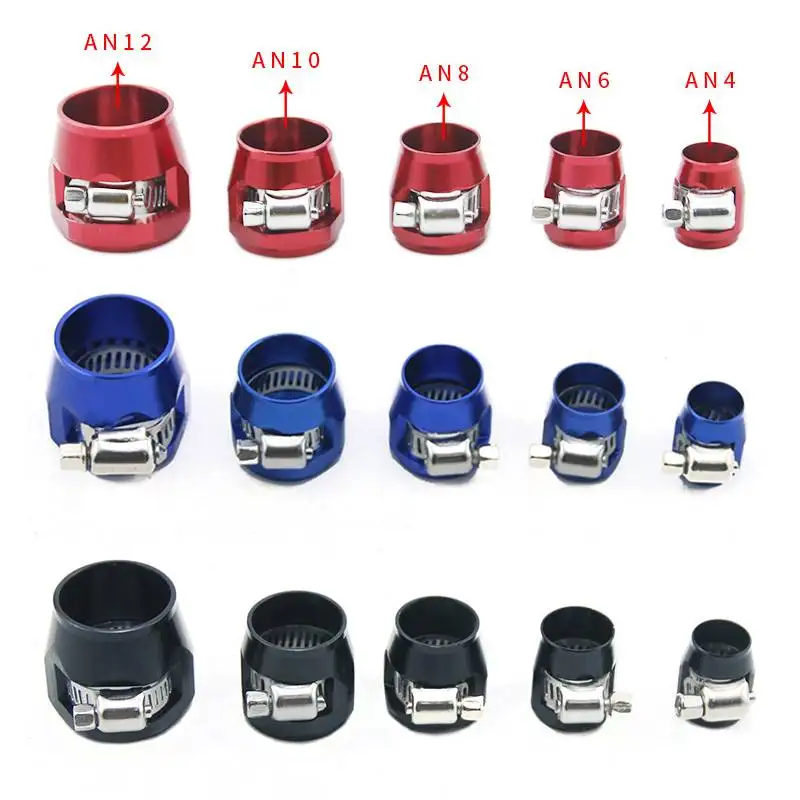 Metal Car End Oil Fuel Hose Clamp AN4 AN6 AN8 AN10 AN12 Pipe Finisher Oil Heat Sink Tube Connector Clamps Tools Car Accessories