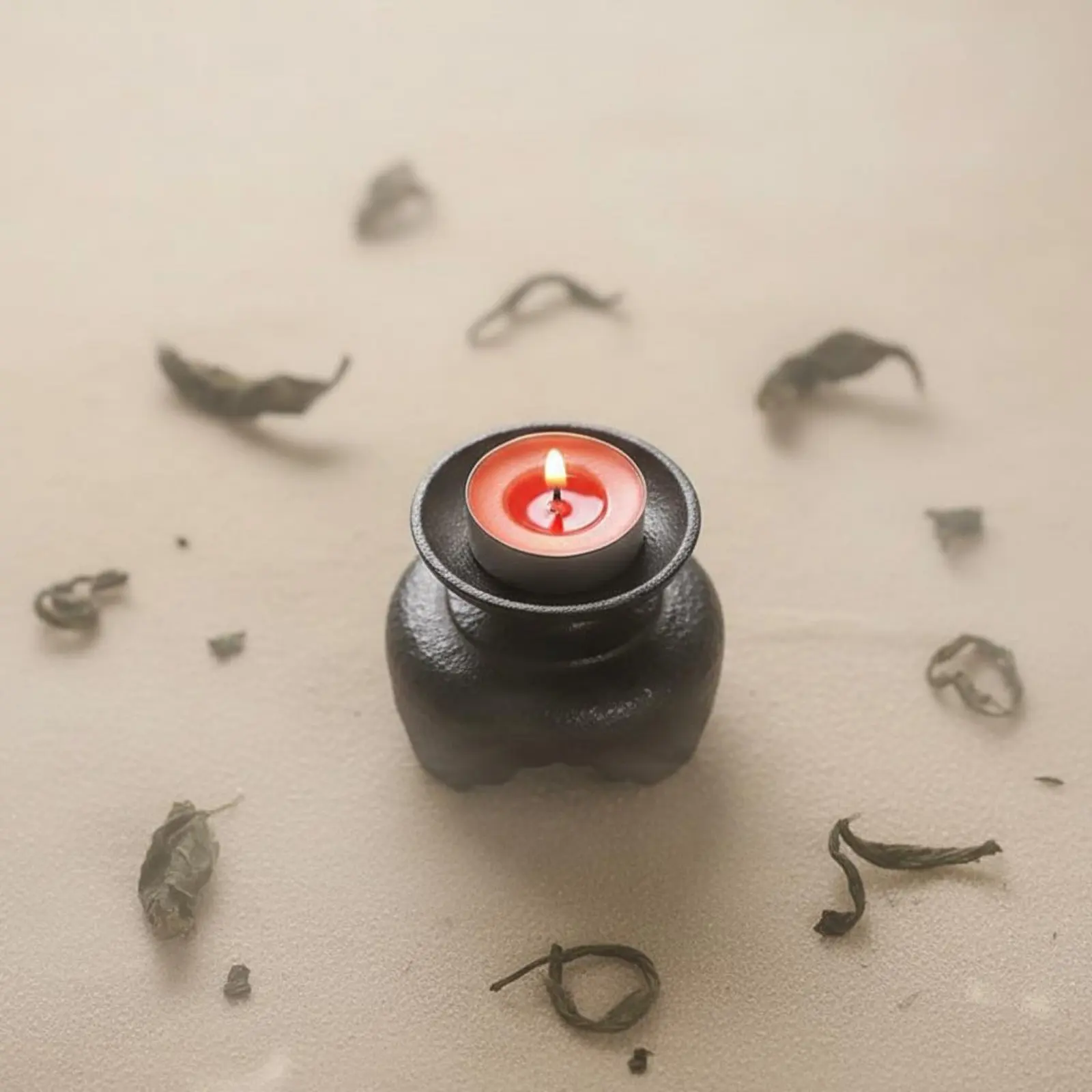 

Chinese Design Candle Decoration Handmade Vintage Design Tealight Base Home Decoration for Meditation Space, Desktop