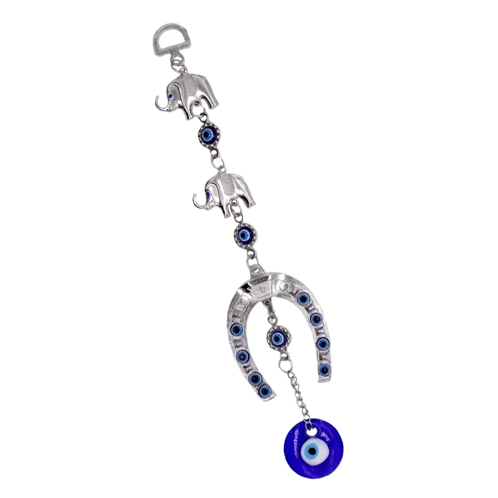 Blue Eye Charm Car Decor Eyes Blessing Horseshoe Decorations Elephant Pendant Pure Material Shape Hanging Alloy Turkish Luck