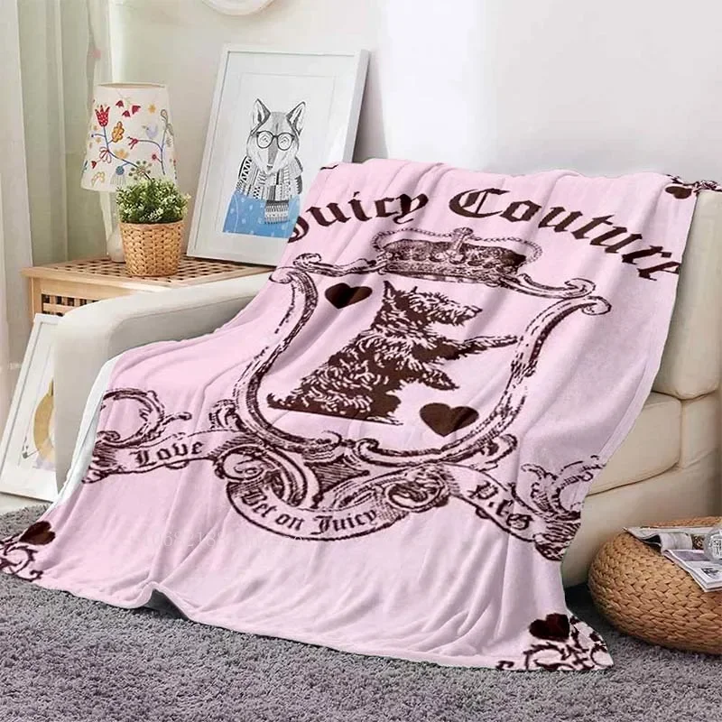 Juicy Couture Fashion Brand Blanket Flannel Bed Throw Soft Printed Bedspread Sofa Girls Blanket