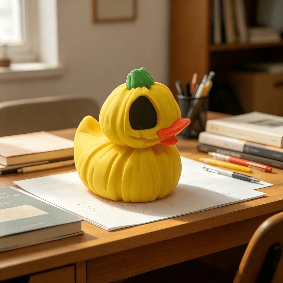 3D Printed Pumpkin Statue Ornament, Yellow Plastic Craftsmanship, Indoor and Outdoor Desktop Decoration, Halloween Gift