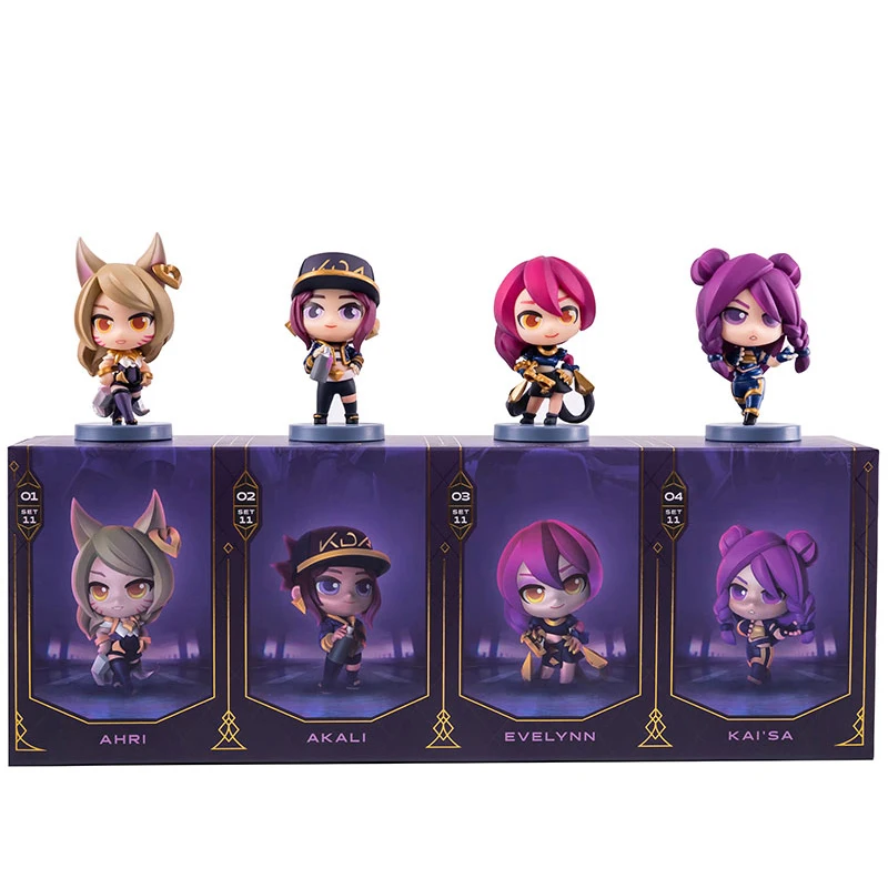 Original League of Legend KDA POP STARS Series Ahri Akali Kaisa Evelynn Action Figure Movable Doll Cartoon Toys Ornament Model