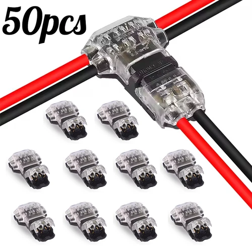 50/1 Uds. Conectores de empalme de cable tipo T de 2 pines palanca de empuje conectores de cable rápidos conectores de cable