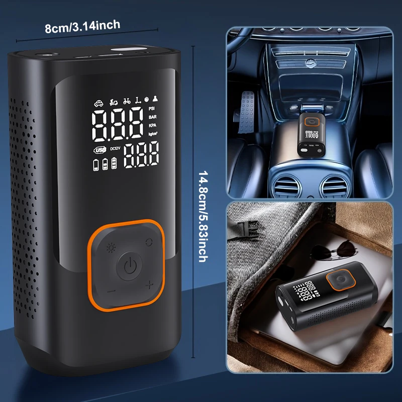 YIJU المحمولة الإطارات الهواء القابلة لإعادة الشحن منفاخ كهربائي لسيارة دراجة ضاغط الهواء الرقمي للدراجات النارية دراجة إطار السيارات #2