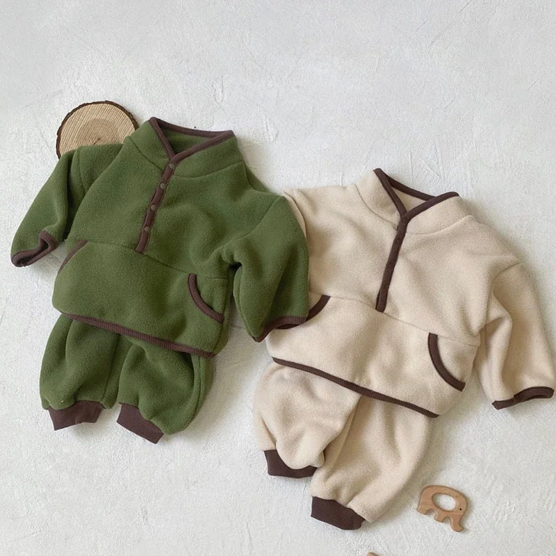 

2024 New Autumn Winter Infant Baby Boys Girls Sports Clothing Set Long Sleeved Pullover Top+Pants 0-3Yrs Children Clothes Suit