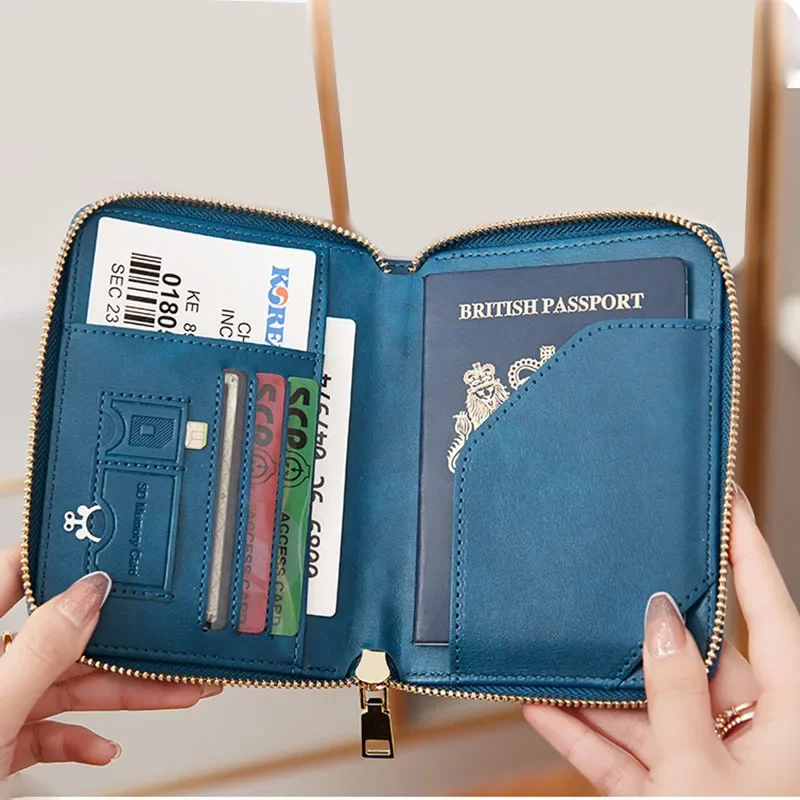 Funda de cuero PU multifunción para tarjetas bancarias, accesorios de viaje, Vintage, para pasaporte de negocios, para hombre y mujer