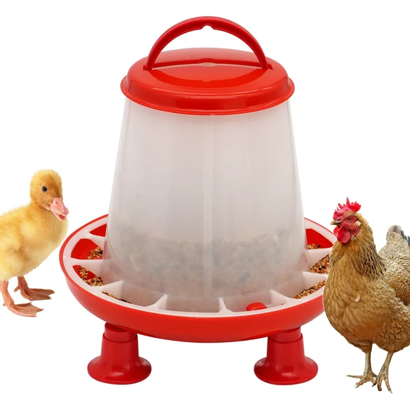 New 1.5kg Chicken Duck Feeder Bucket With Leg  Poultry Food Fountain Chicken Chick Hen Lid Handle Feeding Watering Supplies