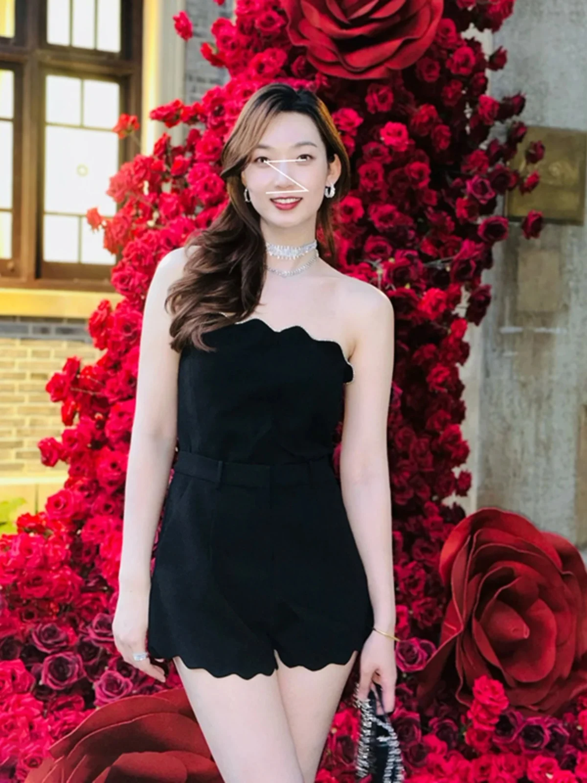 

Костюм-брюки Nanalady Celebri с рюшами и стразами, с высокой талией, прямого кроя, укороченные, для подружек невесты