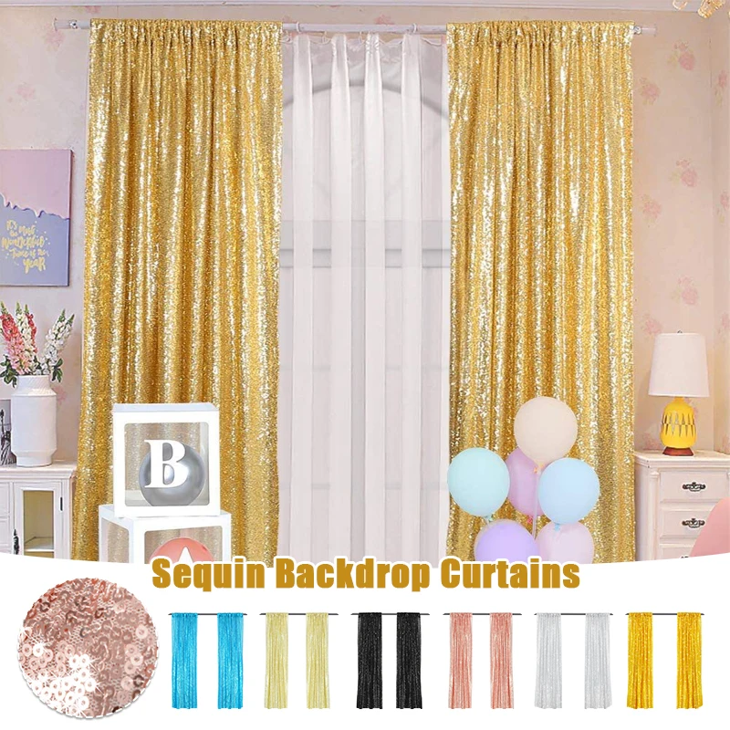 Colored Sequin Backdrop Curtain Gold Glitter Backdrop Fabric for Wedding Birthday Christmas Baby Shower Party Decoration