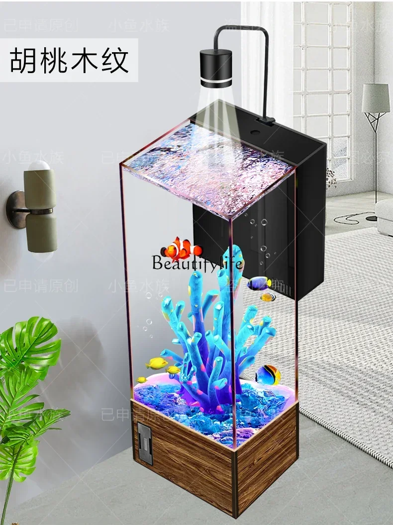

yj9 Small Aquarium Floor Household Ultra-White Glass Change Water Fish Globe