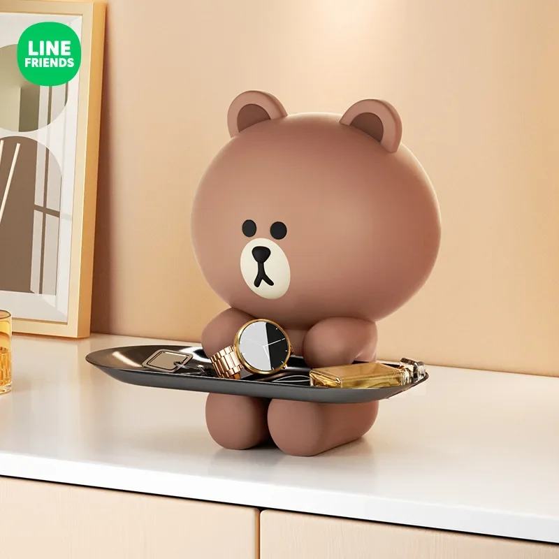 Line Friends Housewarming Gift TV Cabinet Shoe Cabinet Brown Ornaments Decorative Desktop 2024 Anime Kawaii Entrance Key Storage