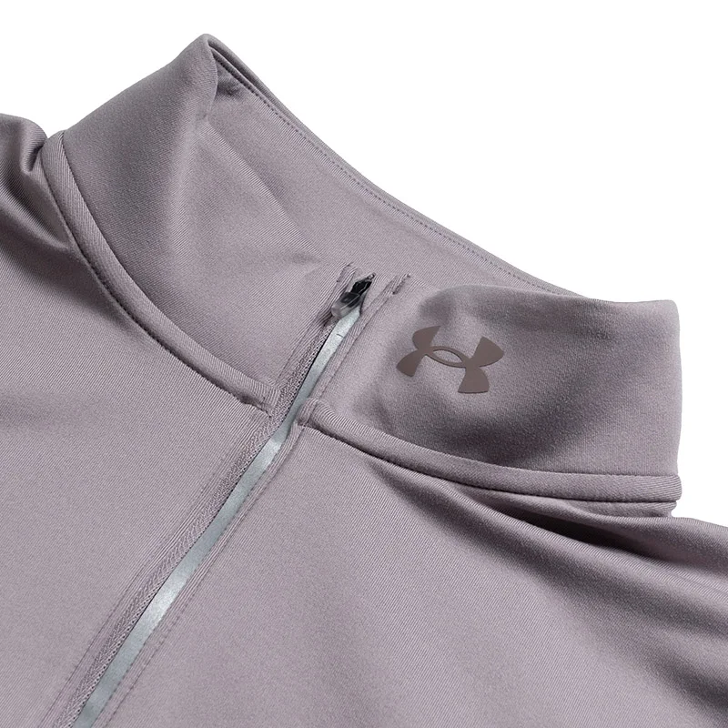 تي شيرت نسائي من Under Armour (Ua بأكمام طويلة ملابس رياضية عصرية بنصف مفتوحة ملابس تدريب للجري واللياقة البدنية قابلة للتنفس 1379349-015