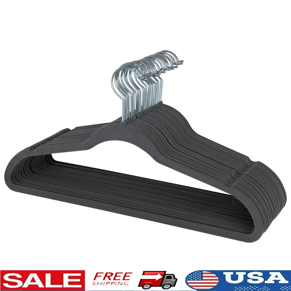 

25 Pack Velvet Suit Hangers Slim Design Non Slip Durable Closet Organizer Hang Clothes without Wrinkles Space Efficient Storage