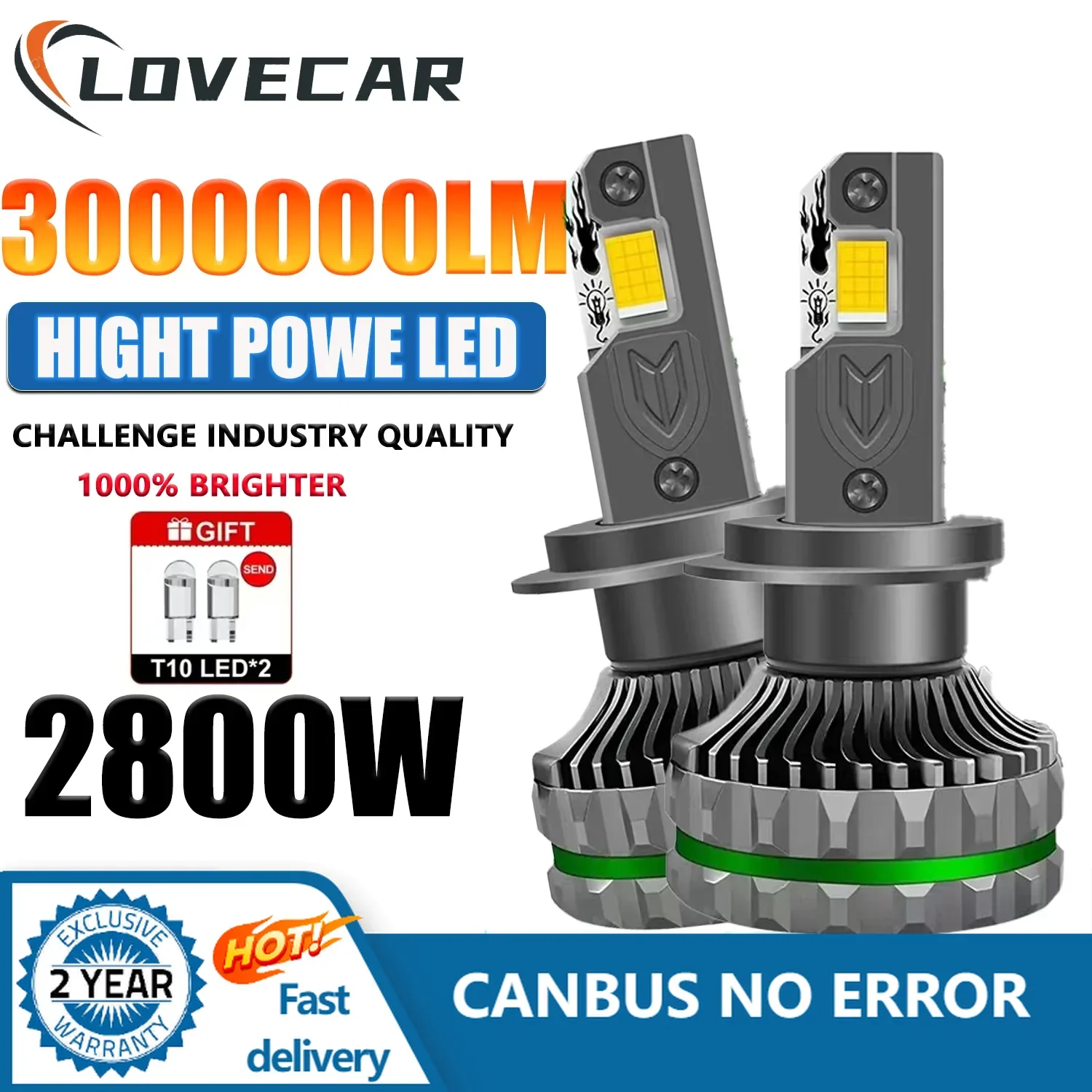 

LOVECAR Super Bright Car Headlight H7 HB4 H1 High Power CSP Chip High Beam Led Headlight Bulbs Turbo 12v 24v Super Bright Lamp